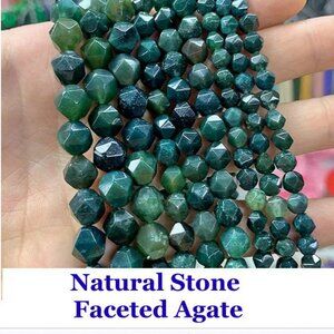 Natural Stone Faceted Agate 15" Strand 8mm